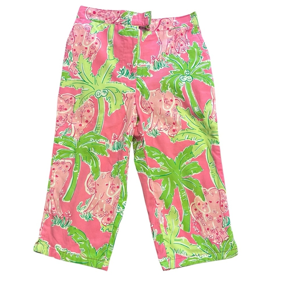 Lilly Pulitzer Vintage White Label Girls green pink Pants 4 Elephants